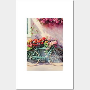 Watercolor vintage bike Posters and Art